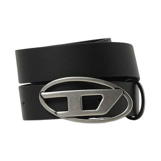 Diesel Belts, unisex, Black, ONE SIZE, Leather Belt with Metal Buckle