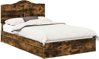 vidaXL Storage Bed with Drawer Smoked Oak 120 x 190 cm Engineered Wood vidaXL