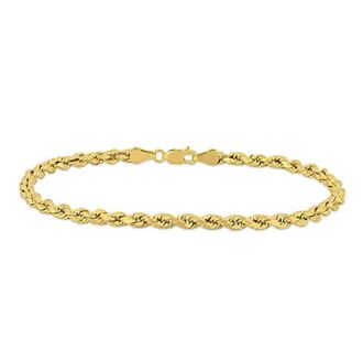 Amour Mens Rope Chain Bracelet In 10K Yellow Gold (4 Mm/9 Inch)
