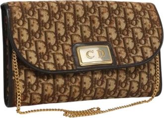 Dior Pre-owned Vintage Trotter Canvas Schoudertas - Dames - Vintage Clutch - Bruin - ONE Size - Vintage