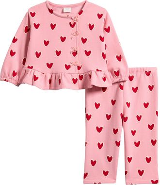 Next Kids Heart Frill Sweatshirt & Pants Set in Pink at Nordstrom, Size 1.5-2Y