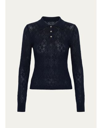 Sea New York Jane Argyle Polo Sweater