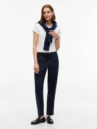 Tommy Hilfiger Womens Tapered Drawstring Jogger Pant - Navy Pinstripe - XXL