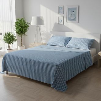 KASANOVA Parure letto matrimoniale quadretti blu Young