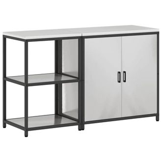 Berkfield Home with Shelf with Storage Adjustable 2 pcs Stainless steel in Silver
