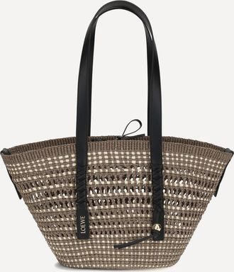 Loewe Borsa a Spalla cesto Braid media in palma Iraca e pelle di vitello Woman UNI
