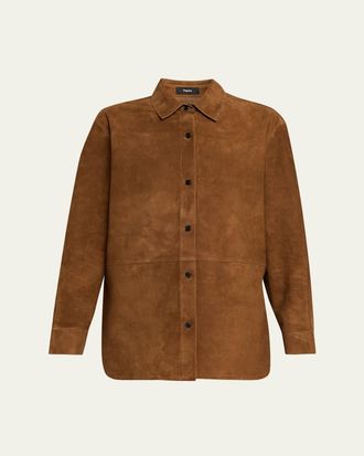 Theory Long-Sleeve Suede Menswear Shirt