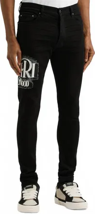 Amiri Credits Crystal Skinny Jeans In Black