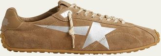 Golden Goose Mens Marathon Suede Low-Top Sneakers