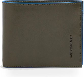 Piquadro Blauwe Vierkante Rfid Leren Portemonnee - Heren - Accessoires - Groen - Maat: ONE Size Katoen
