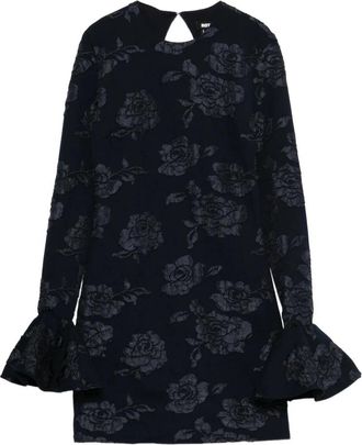 Rotate Bloemenprint Minijurk - Dames - Feestkleedjes - Blauw - S - Polyester - Kleedjes
