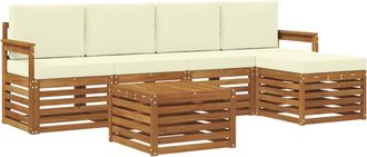 vidaXL Conjunto De Sof&aacute;s De Exterior 6 Uds. Natural Y Crema Vidaxl