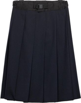 Prada Midi-rok met plooien en gespriem - Blauw