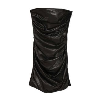 Amiri Draped Lambskin Mini Dress - female - Amiri - Party Dresses - Black - S - Dresses