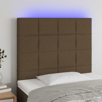 vidaXL Cabecero Con Luces Led Tela Marr&oacute;n Oscuro 100x5x118/128 Cm Vidaxl