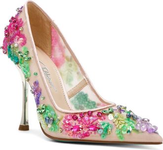 Betsey Johnson Netta Pointed Toe Pump in Beige Multi at Nordstrom, Size 7.5