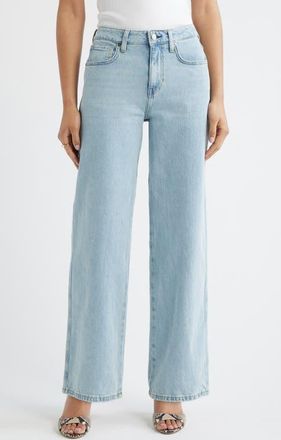 Open Edit Mid Rise Wide Leg Jeans in Logan Wash at Nordstrom, Size 27