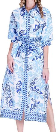 Jade Yoga Maxi Shirt Dress In Lagoon Leaf