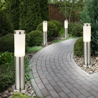 ETC Shop Set Di 4 Lampade Da Esterno In Acciaio Inossidabile Da Esterno Lampada Da Giardino Percorso Cortile Portico Illuminazione