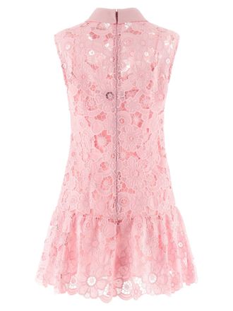 Self Portrait Openwork Lace Collared Dress - Pink