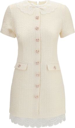 Self Portrait Womens Dress Tailored Mini Cream Polyester