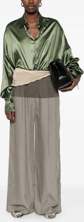 Dries Van Noten Womens Casia Shirt - Sage Green Silk - Size X-Small