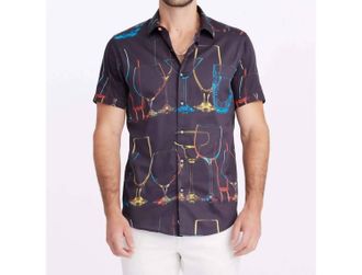 Robert Graham Neon Nights Short Sleeve Sport Shirt In Black