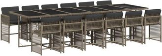 vidaXL Set comedor de jardín con cojines 13 pzas ratán sintético gris vidaXL