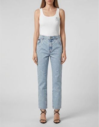 Philipp Plein Straight Fit Jeans Mini Roedge Women in Sky Wash at Nordstrom, Size 31
