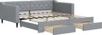 vidaXL Sof&aacute; Cama Nido Con Cajones Tela Gris Claro 100x190 Cm Vidaxl