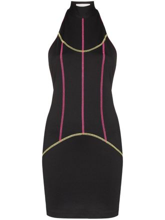 Kirin contrast-piping mini dress - Black