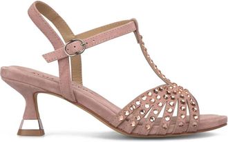 Alma En Pena Sandaal met Bandjes en Strass - Dames - Sandalen met hakken - Roze - 36 EU - Schoenen