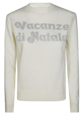 MC2 Saint Barth White Sweater With Gold Lettering