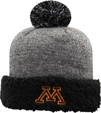 Top of the World Womens Top of the World Black Minnesota Golden Gophers Snug Cuffed Knit Hat with Pom at Nordstrom