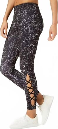 Ideology Activewear Printed Lattice Detail Ankle Leggings In Specked Night