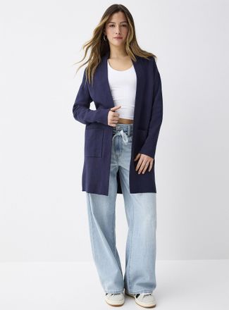 Twik Womens Long patch-pocket Cardigan Sweater