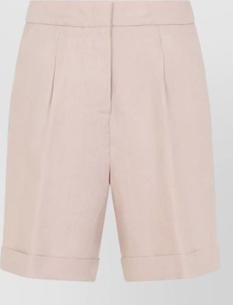 PESERICO linen bermuda shorts tailored turn up hem