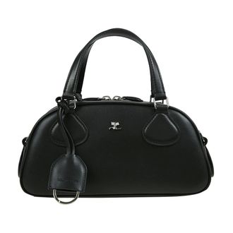 Courrèges Handbags, female, Black, Size: ONE SIZE Adjustable Shoulder Bag with Double Zipper Closure