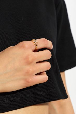 Off-white Ring With Shimmering Crystals, Womens, Gold