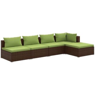 vidaXL 5 Pcs Garden Lounge Set Con Coj&iacute;n Mimbre Pe Brown