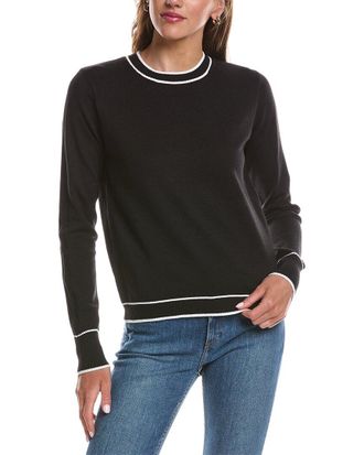 Theo & Spence Theo & Spence Stripe Trim Crewneck Sweater
