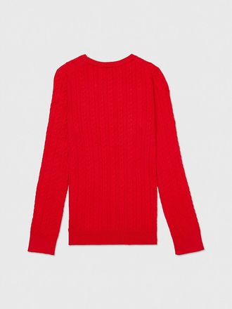 Tommy Hilfiger Womens Cotton Cable Knit Sweater - Red - XXS