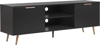 Beliani Beliani - Mueble de tv negro patas de metal dorado con almacenamiento Indio