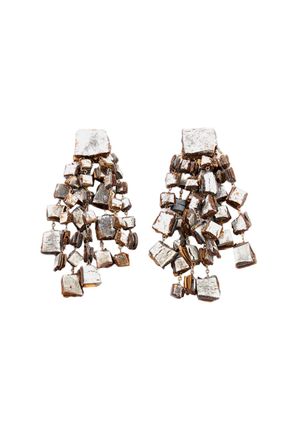 GFW Chandelier-Style Long Earrings with Cracked Silver Finish