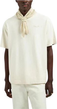 Olaf Hussein Ripstop Applique Relaxed Tee - Heren - T-shirts - Wit - L - Katoen - Tops