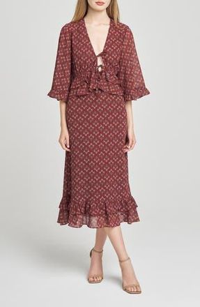 Wayf Ojai Midi Dress in Currant Foulard at Nordstrom Rack, Size Medium