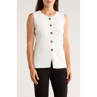 Ellen Tracy Button Front Sweater Vest in Marshmallow at Nordstrom Rack, Size X-Large