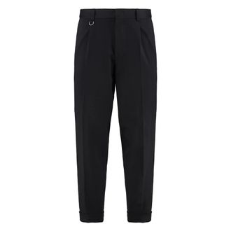 Paolo Pecora Straight Trousers, male, Black, Size: M Relaxed Fit Viscose Blend Trousers