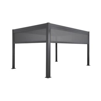 Sweeek Pérgola bioclimática 3x4m aluminio y acero con toldo de 3m + toldo de