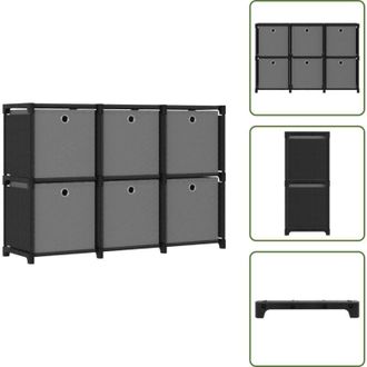 vidaXL The Living Store Mobile con 6 Scatole a Cubo Nero 103x30x72,5 cm in Tessuto - Scaffale decorativo